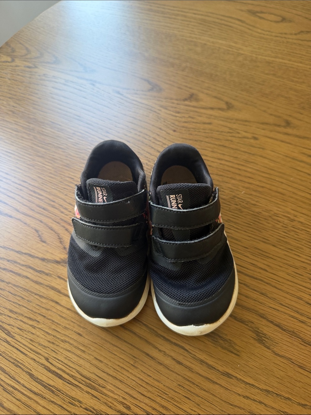 Nike Kids Black Velcro Sneakers with Navy Mesh